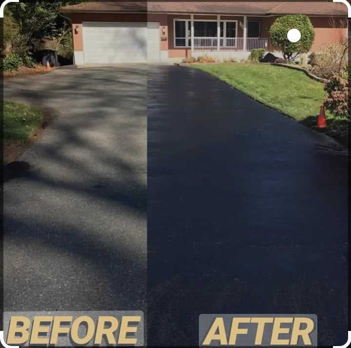 Before and after sealcoating comparison
